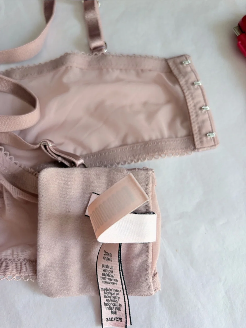 Victoria's Secret Mauve Lace-Edged Hook-Back Bra Size 34C